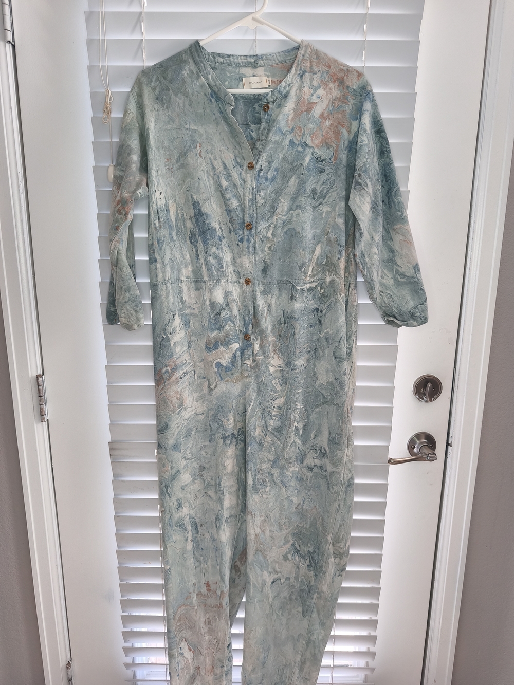 Nico Nico Atlas Cloud Jumpsuit Blue Marble Cotton One Piece Romper Size M USA